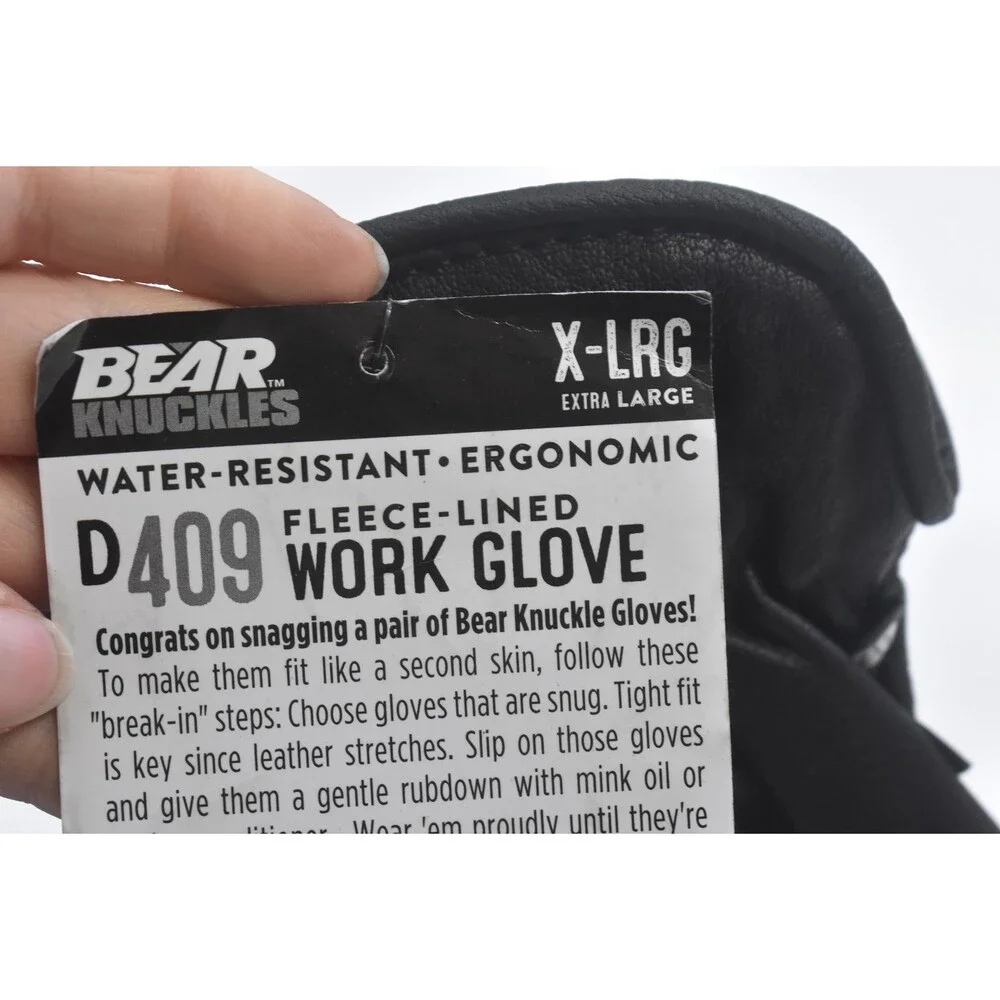 Bear Knuckles D409 Fleece Lined Leather Work Gloves XL Black Water Resistant